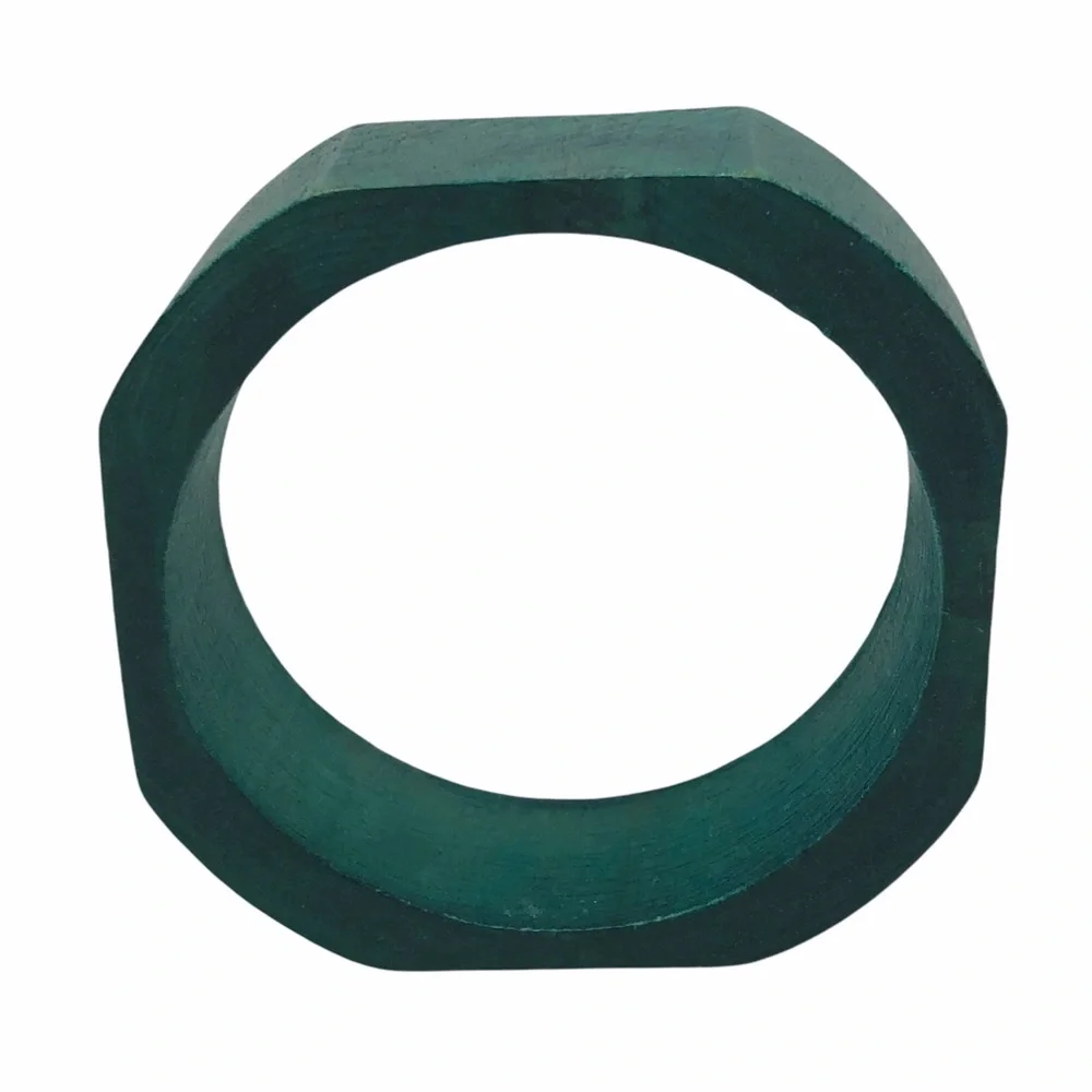 Solid Wooden Bangle Teal Bracelet Turquoise Thick Chunky Geometric Boxed… - Picture 4 of 5